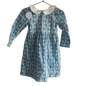 Hill House Kids Dress with Blue and White Pattern